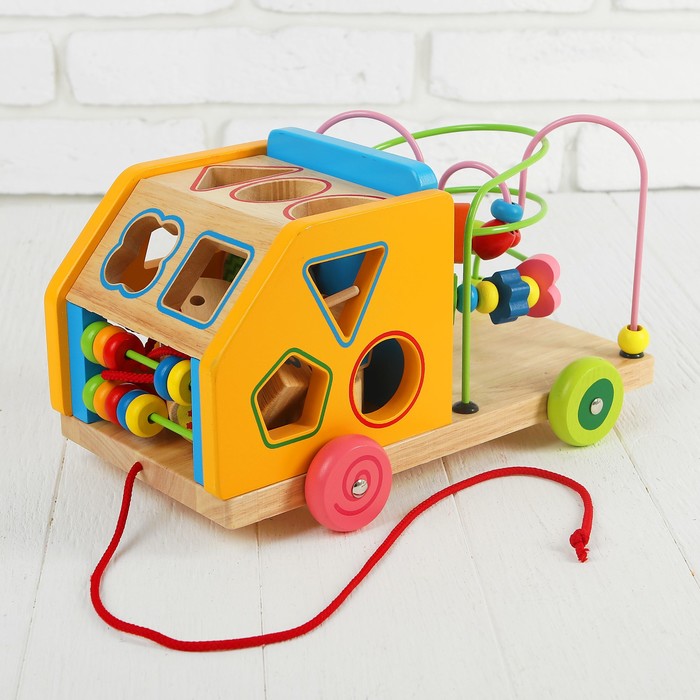 Логический центр "Машинка", в наборе: серпантинка, сортер, шнуровка, счёты