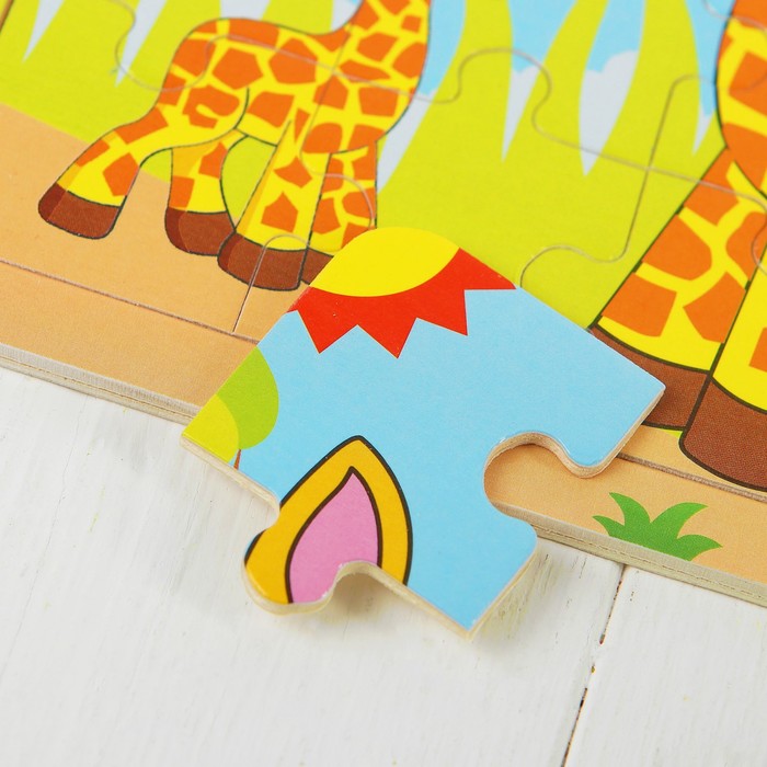 Пазл малый с картинкой "Жирафик с мамой"