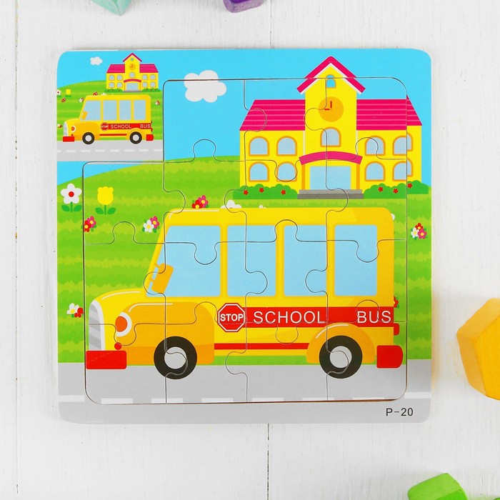 Пазл малый с картинкой "Школьный автобус"