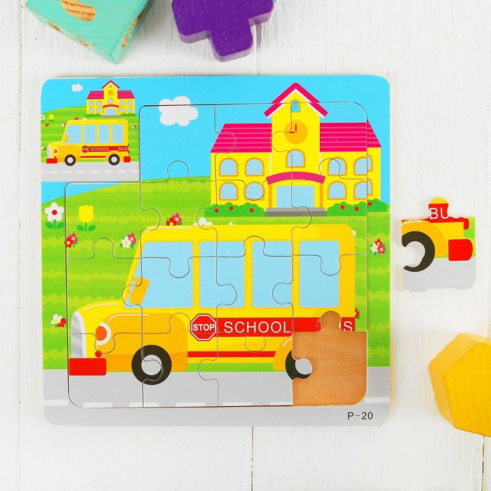 Пазл малый с картинкой "Школьный автобус"