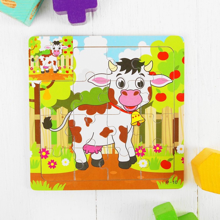 Пазл малый с картинкой "Коровка"