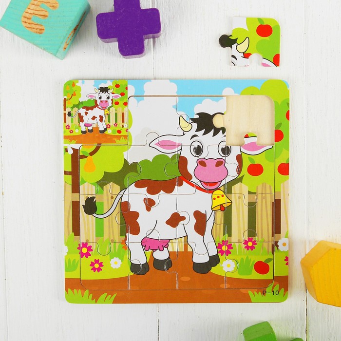 Пазл малый с картинкой "Коровка"