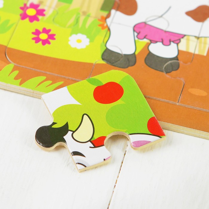 Пазл малый с картинкой "Коровка"