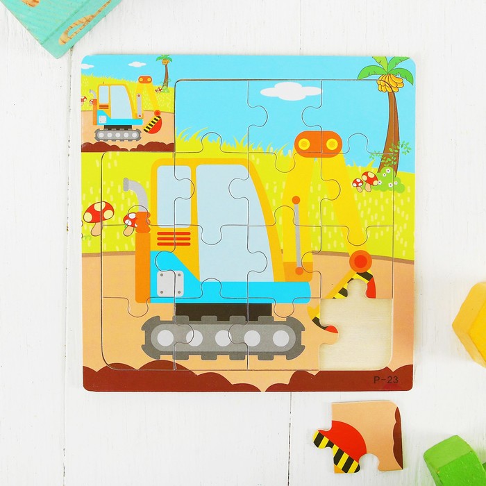 Пазл малый с картинкой "Экскаватор"