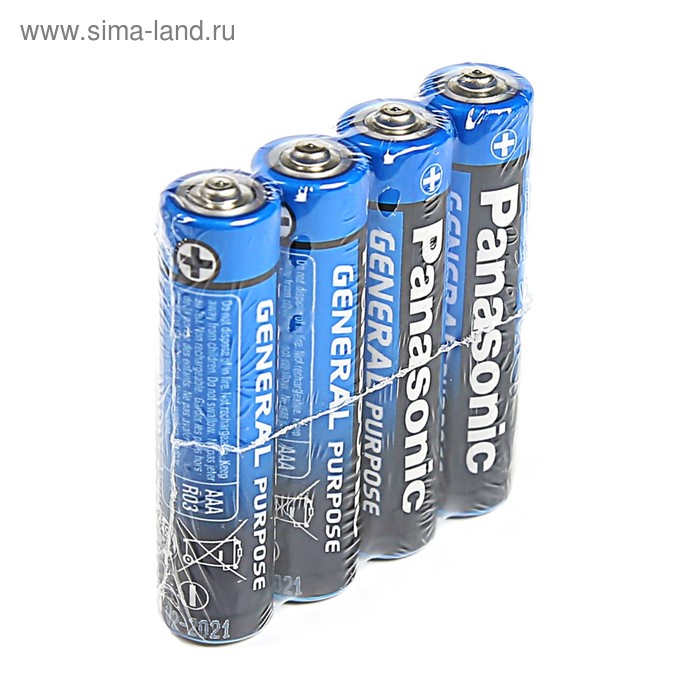 Батарейка солевая Panasonic General Purpose, AAA, R03-4S, 1.5В, спайка, 4 шт. батарейка солевая panasonic general purpose aaa r03 4s 1 5в спайка 4 шт