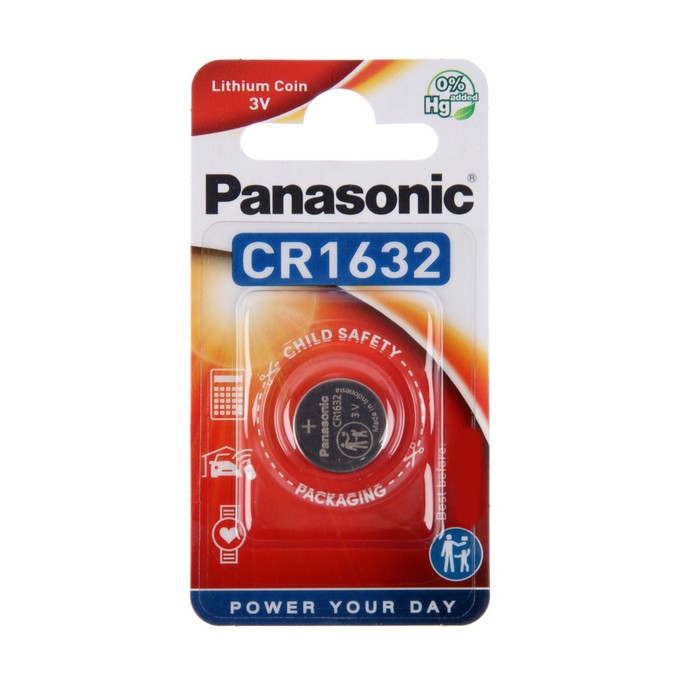 цена Батарейка литиевая Panasonic Lithium Power, CR1632-1BL, 3В, блистер, 1 шт