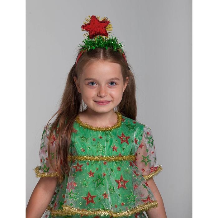 фото Карнавальный костюм "ёлочка в звёздах", органза, платье, ободок, р-р 32, рост 122-128 см страна карнавалия