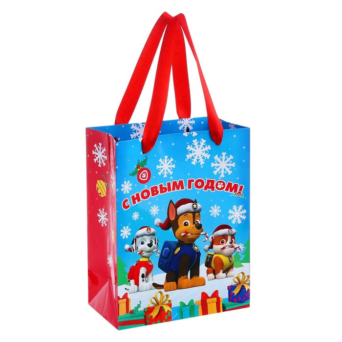 Пакет подарочный Paw Patrol «С Новым годом!», 18 х23 х10 см