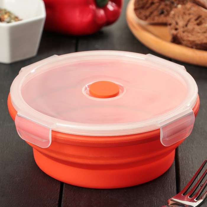 Контейнер складной 800 мл "Ронда", с крышкой, цвета МИКС