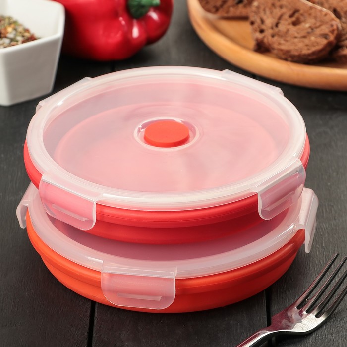 Контейнер складной 800 мл "Ронда", с крышкой, цвета МИКС