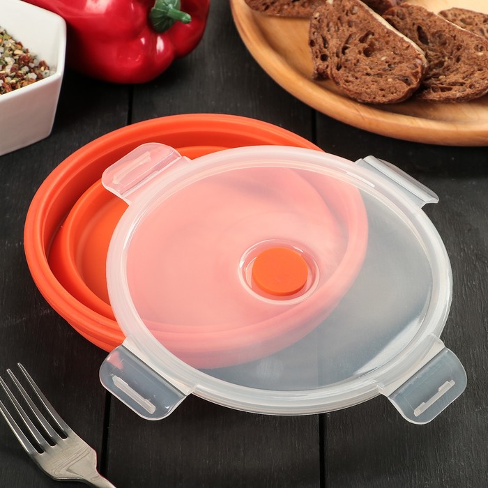 Контейнер складной 800 мл "Ронда", с крышкой, цвета МИКС