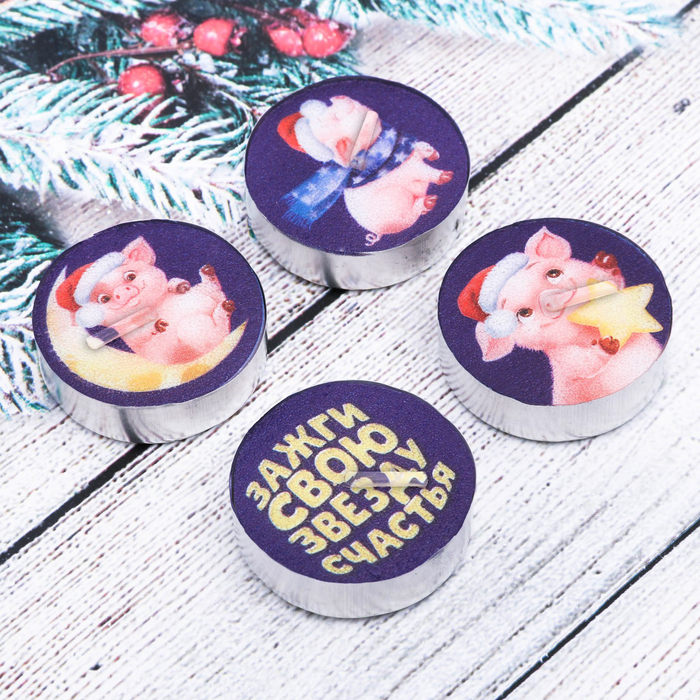 Набор новогодних свечей "Зажги свою звезду счастья!", 4 шт.