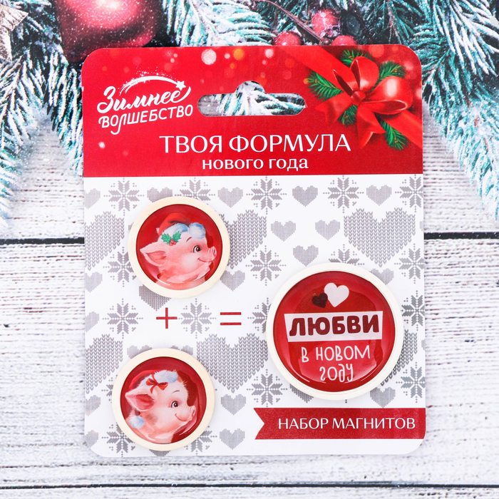 Набор из 3 магнитов "Любви в Новом Году!"