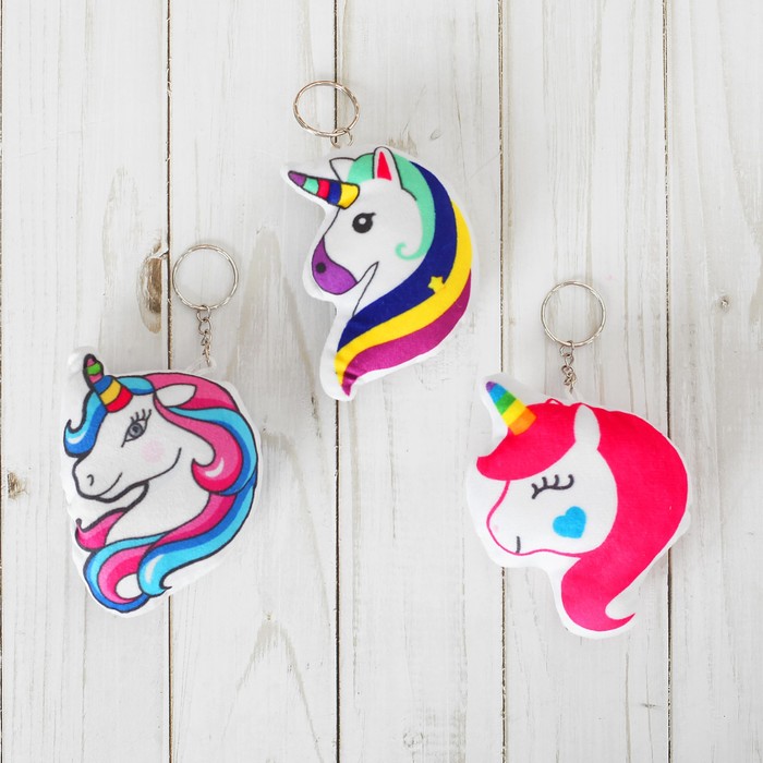 Мягкая игрушка-брелок "Единорог" виды микс