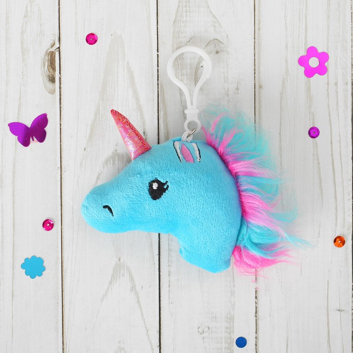 Мягкий брелок "Единорог" на карабине, цвета МИКС
