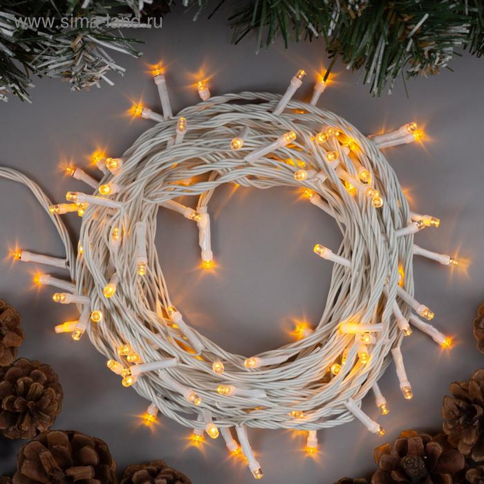 

Гирлянда «Нить» 10 м, IP20, белая нить, 100 LED, свечение жёлтое, 8 режимов, 220 В