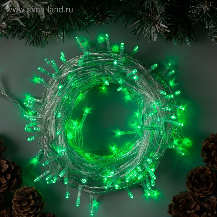 

Гирлянда «Нить» 20 м, IP20, прозрачная нить, 200 LED, свечение зелёное, 8 режимов, 220 В