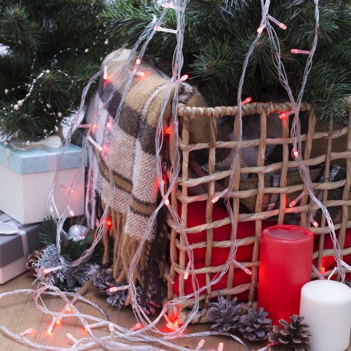 НИТЬ, 20 м, Н.С. LED-200-220V, 8 режимов, КРАСНЫЙ