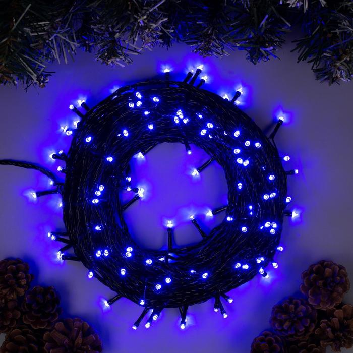 

Гирлянда «Нить» 20 м, IP20, тёмная нить, 200 LED, свечение синее, 8 режимов, 220 В