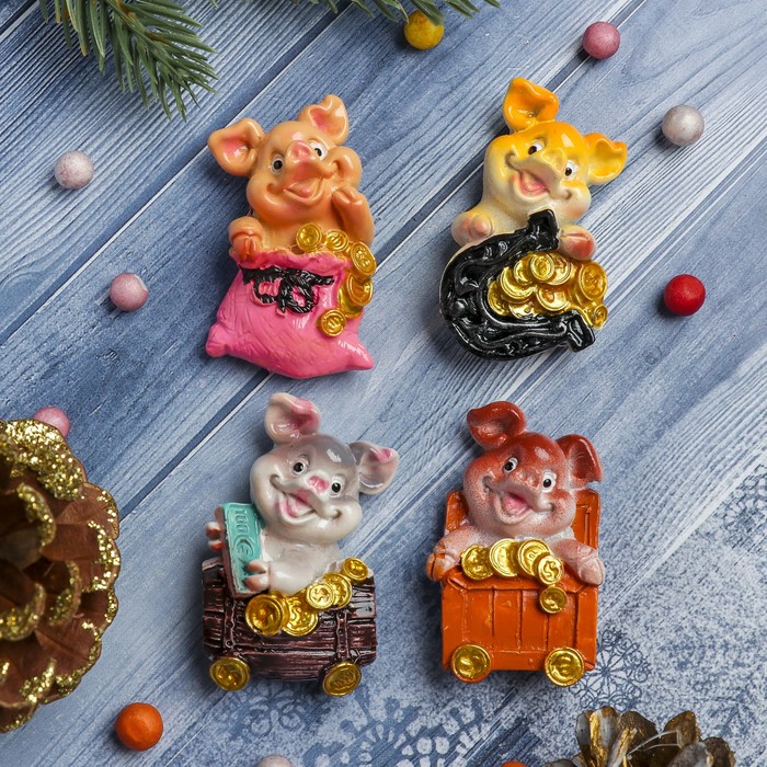 Магнит полистоун "Денежный поросёнок" МИКС 5,2х3,2 см