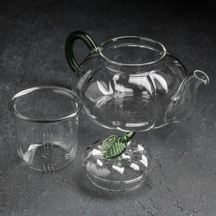 Чайник заварочный 800 мл "Грин", со стеклянным ситом