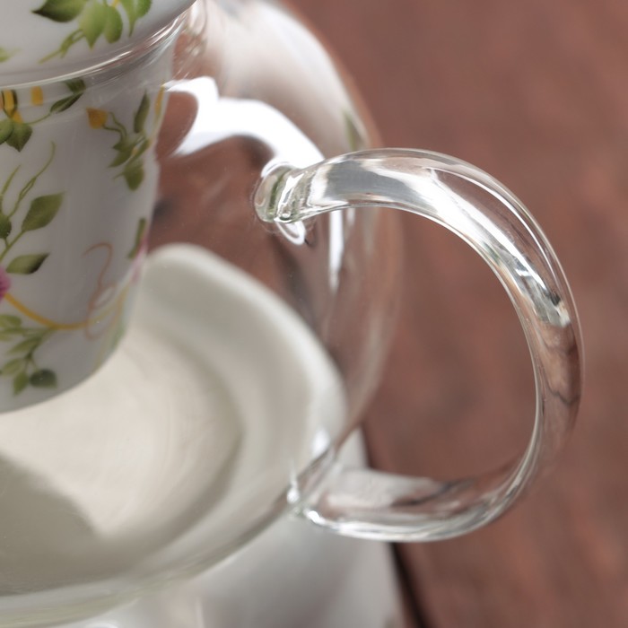 Чайник заварочный 800 мл "Прованс", с керамическим ситом и подставкой для подогрева