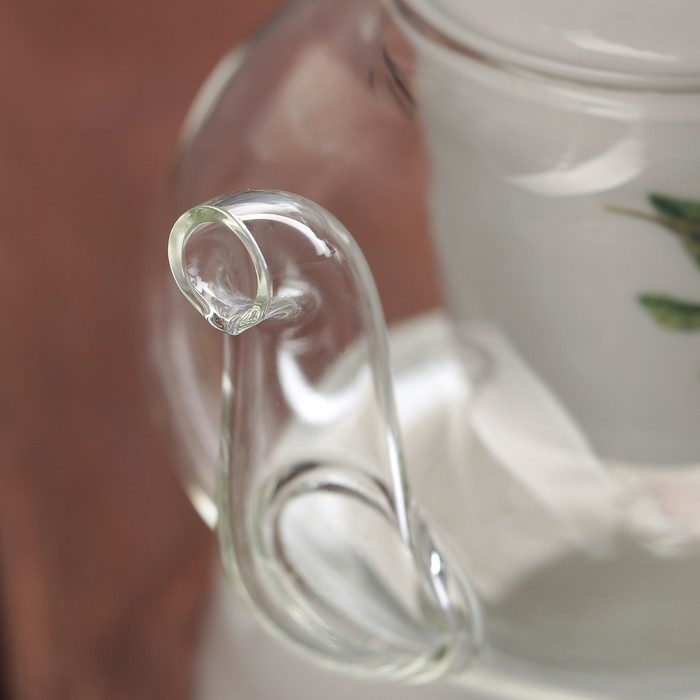 Чайник заварочный 800 мл "Яблоня", с керамическим ситом и подставкой для подогрева