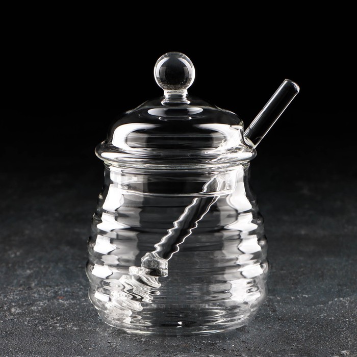Баночка стеклянная для мёда и варенья «Винни», 300 мл, 8×14 см
