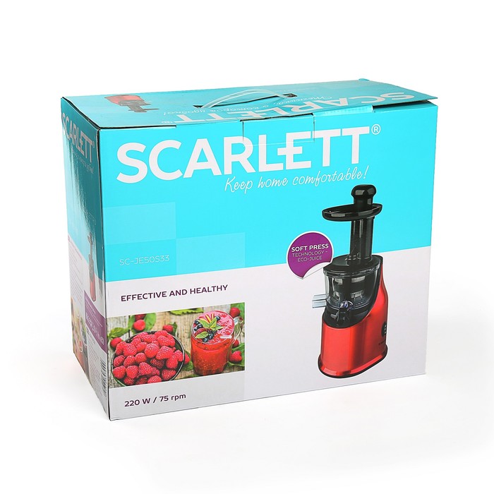 Соковыжималка шнековая Scarlett SC - JE50S33, 220 Вт, емкость 1л, красный