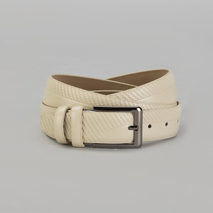 Ремень мужской Великан, пряжка тёмный металл, ширина - 3,5 см, цвет бежевый