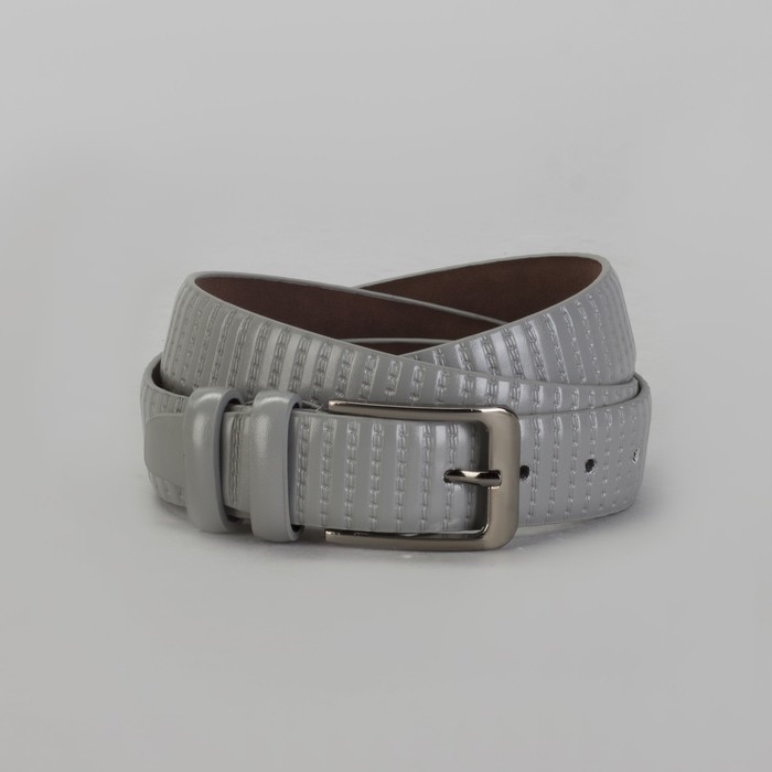 Ремень мужской Великан, пряжка тёмный металл, ширина - 3,5 см, цвет серый