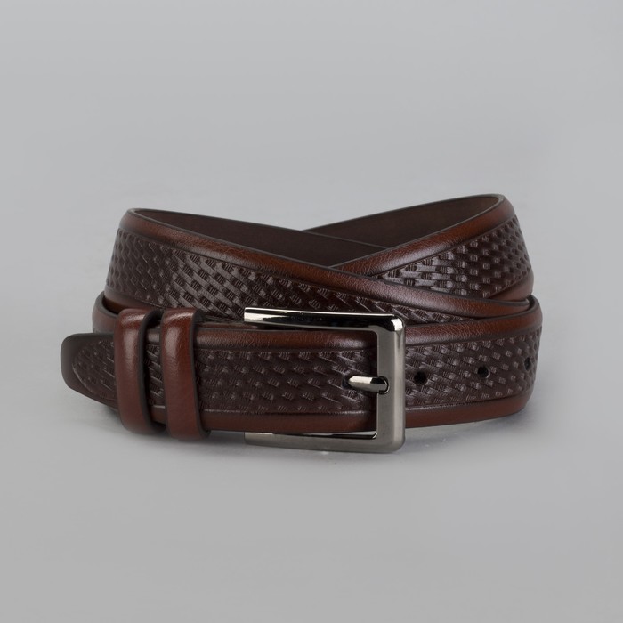 Ремень мужской Великан, пряжка тёмный металл, ширина - 3,5 см, цвет коричневый