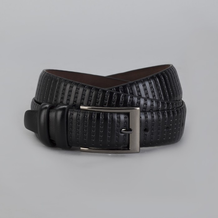 Ремень мужской Великан, пряжка тёмный металл, ширина - 3,5 см, цвет чёрный