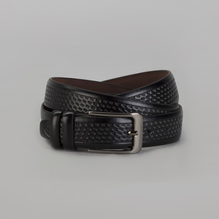 Ремень мужской Великан, пряжка тёмный металл, ширина - 3,5 см, цвет чёрный