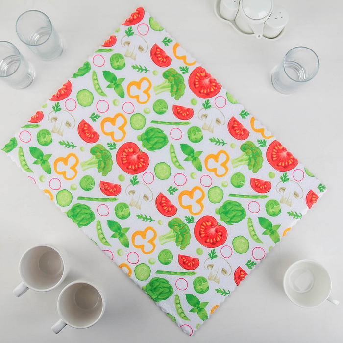 Коврик для сушки посуды 38х51 см "Овощи", микрофибра