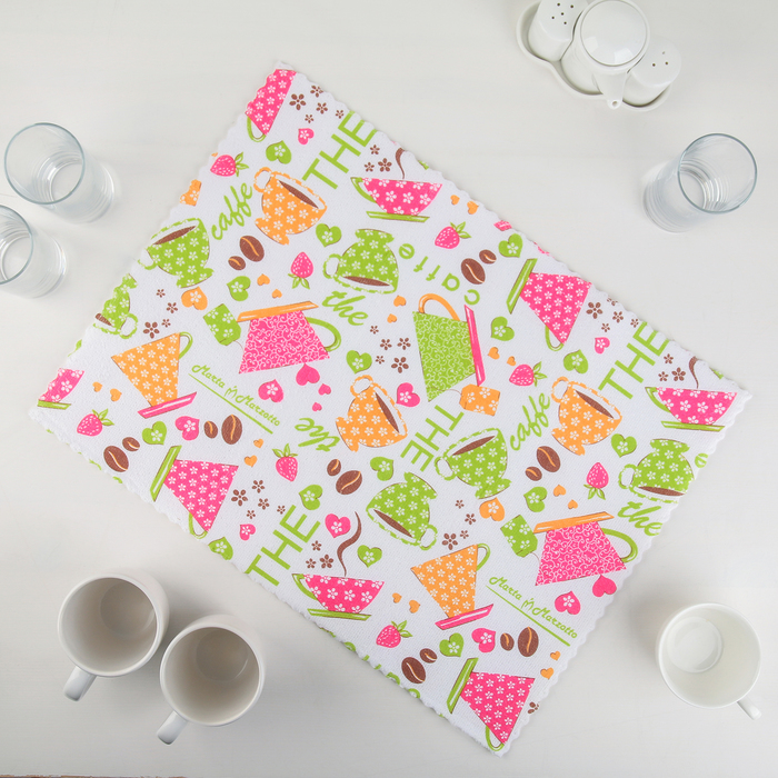 Коврик для сушки посуды 38х51 см "Кофе", микрофибра