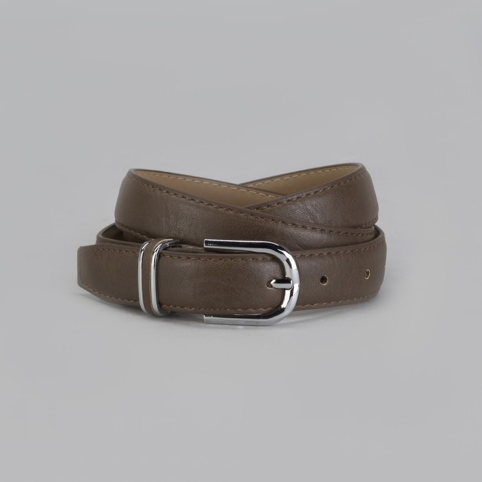 Ремень женский, гладкий, пряжка хомут металл, ширина - 2,5 см, цвет кофе