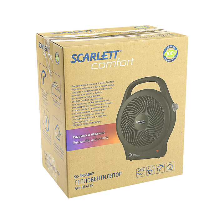 Тепловентилятор Scarlett SC-FH53007, 2000 Вт, 3 режима, черный