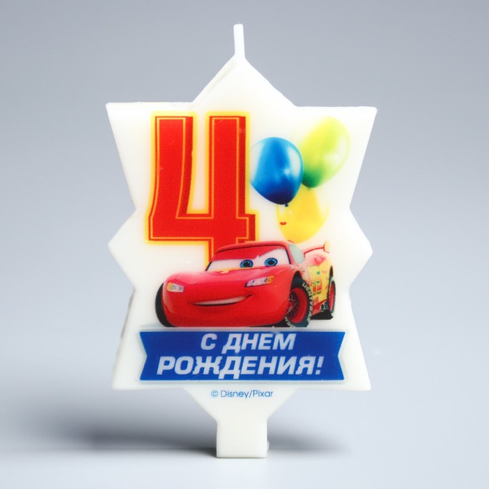 Свеча в торт Дисней 4 "С Днем Рождения",Тачки