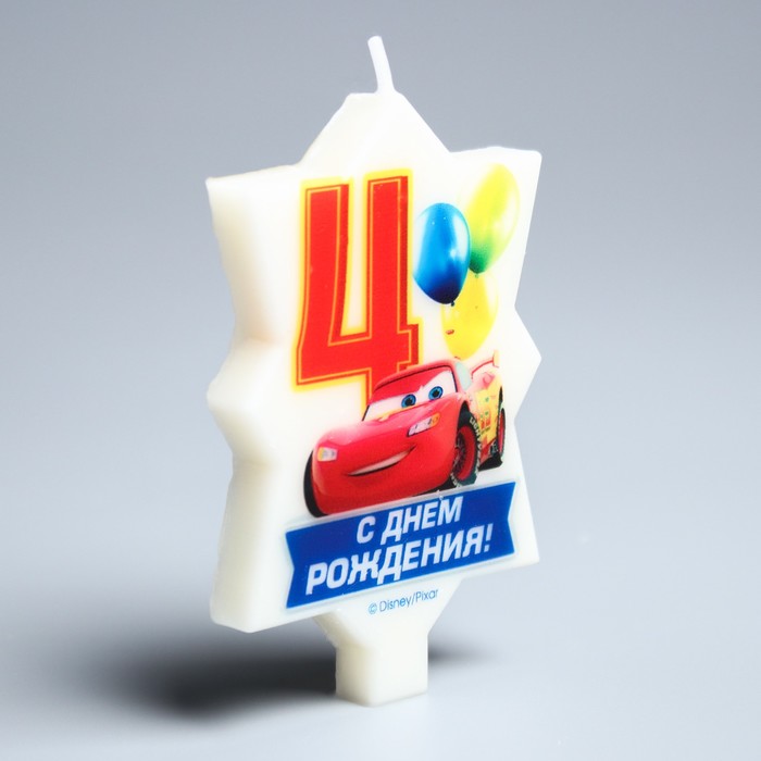 Свеча в торт Дисней 4 "С Днем Рождения",Тачки