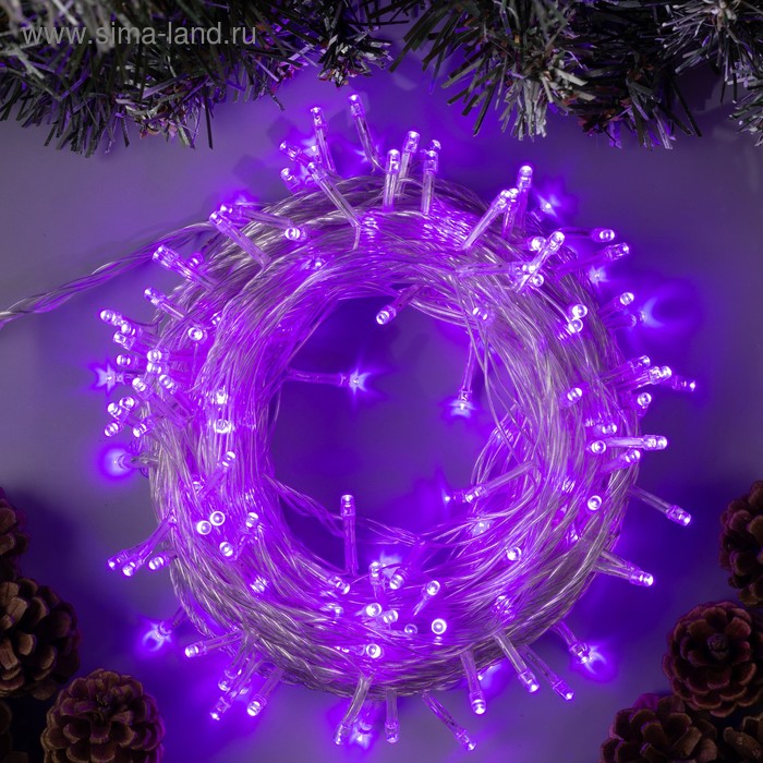 

Гирлянда «Нить» 20 м, IP20, прозрачная нить, 200 LED, свечение фиолетовое, 8 режимов, 220 В