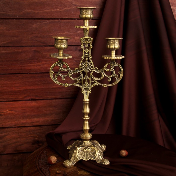 Подсвечник "Сказка" латунь, на 3 свечи 16х9х33 см