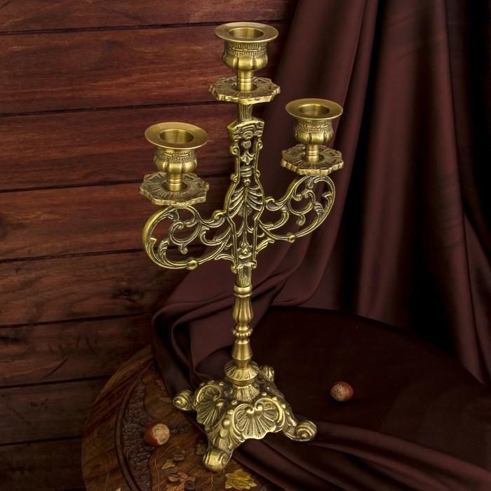 Подсвечник "Сказка" латунь, на 3 свечи 16х9х33 см