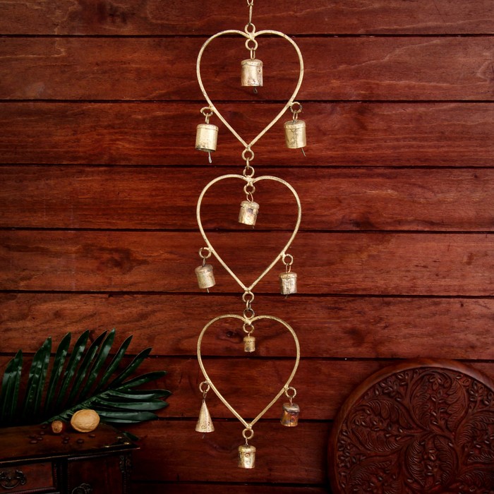 Подвесной колокольчик "Тройное сердце" 13х65х2 см