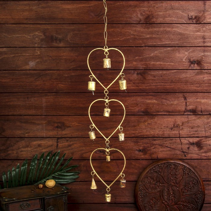 Подвесной колокольчик "Тройное сердце" 13х65х2 см