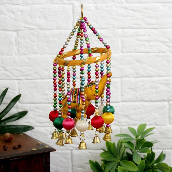 Интерьерная подвеска с колокольчиками "Слоник" 25х9,5 см