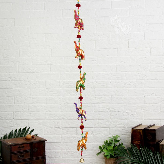 Интерьерная подвеска с колокольчиками "Слоник" 74х6х3 см