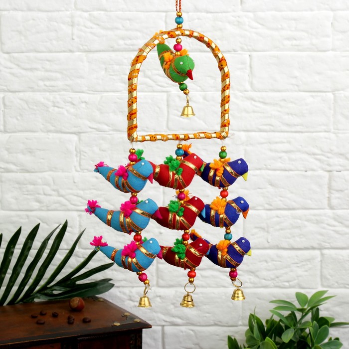 Интерьерная подвеска с колокольчиками "Птички" 37х11 см