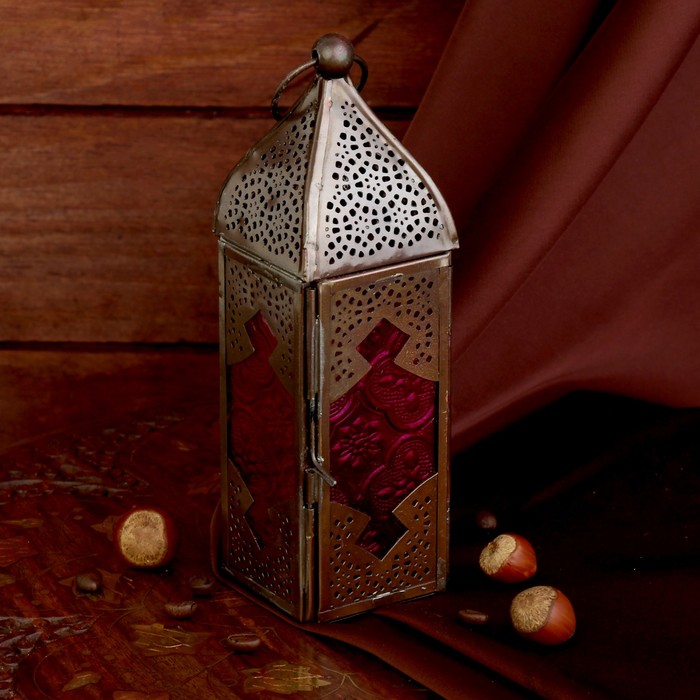 Подсвечник со стеклом "Фонарь" на 1 свечу 5х17,5 см