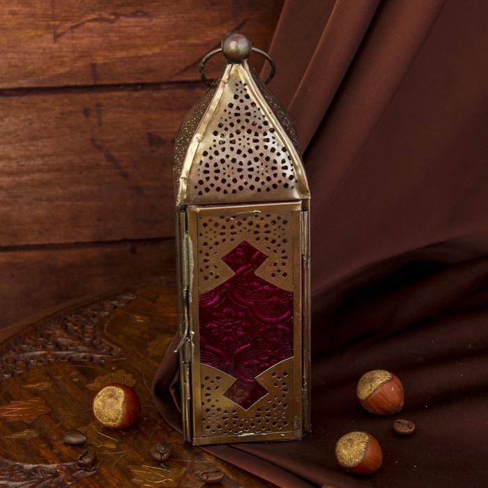 Подсвечник со стеклом "Фонарь" на 1 свечу 5х17,5 см